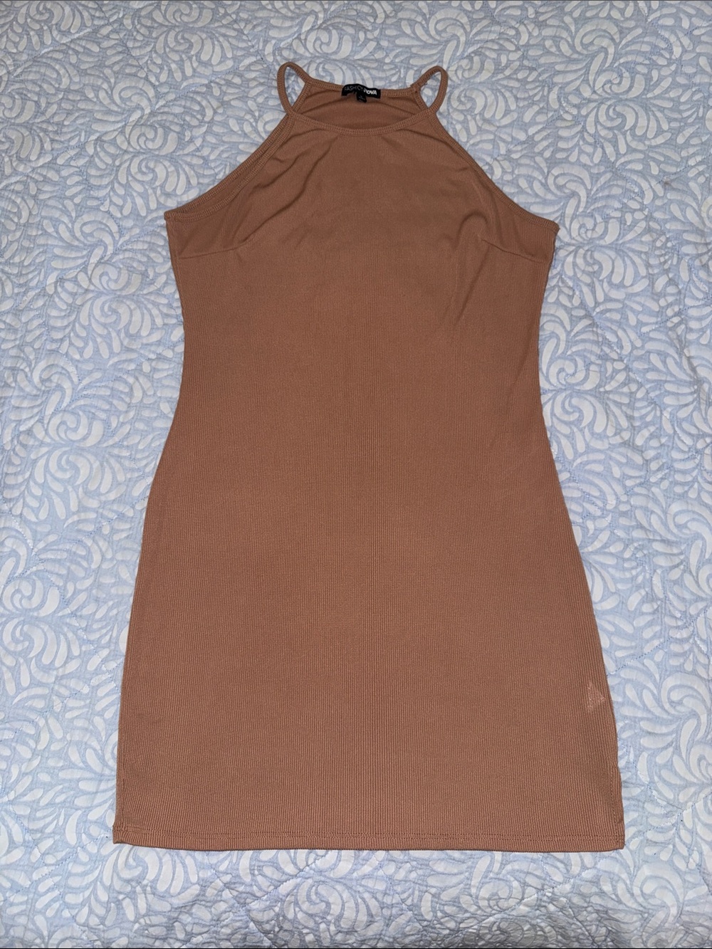 Fashion Nova Ribbed Mini Dress in Brown size L